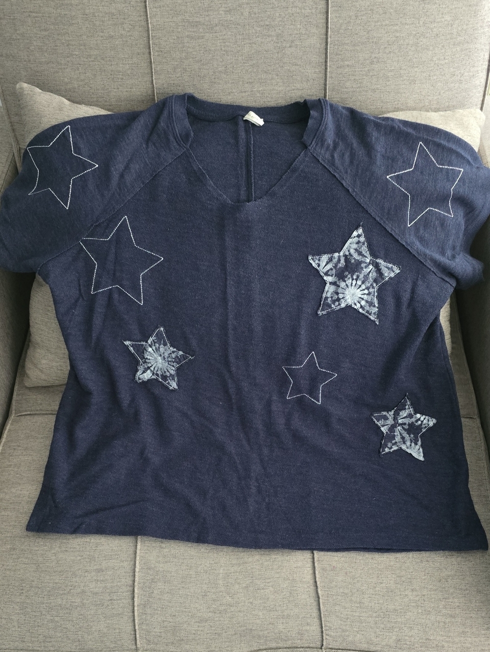 Women's CATO Navy Star Applique Top